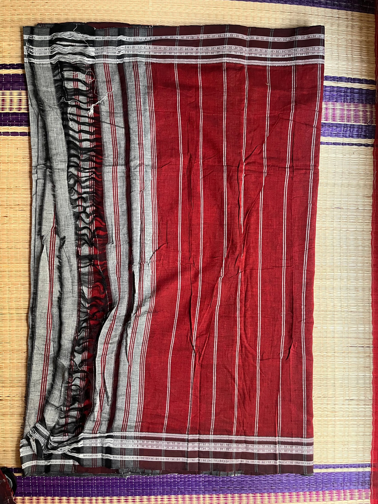 Hubli Revival Saree - Double sided border - Grey