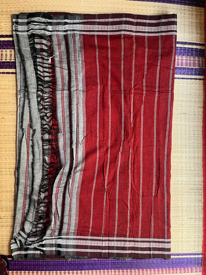 Hubli Revival Saree - Double sided border - Grey