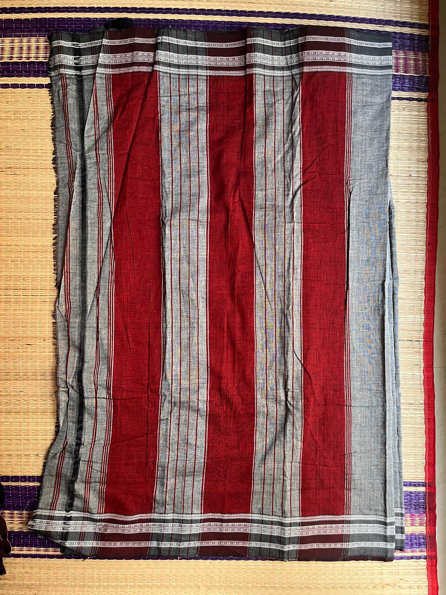 Hubli Revival Saree - Double sided border - Grey