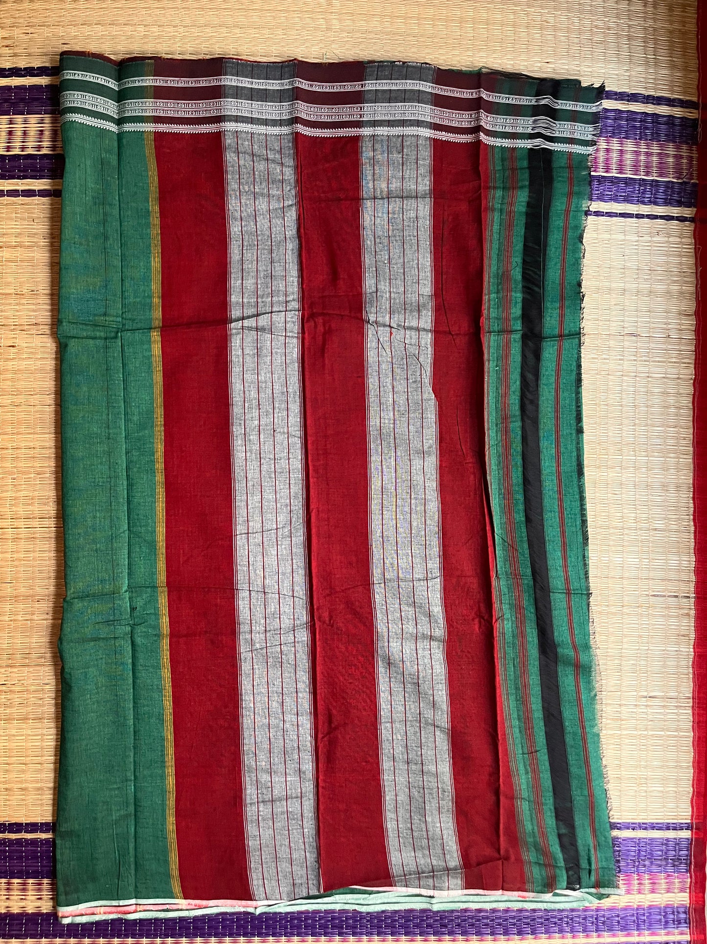 Hubli Revival Saree - Single sided border - Bottle Green