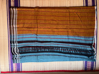 Hubli Revival Saree - Single sided border - muted teal blue