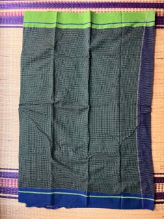 Patteda Anchu - Bottle Green - Blue and Green Border