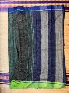Patteda Anchu - Bottle Green - Blue and Green Border