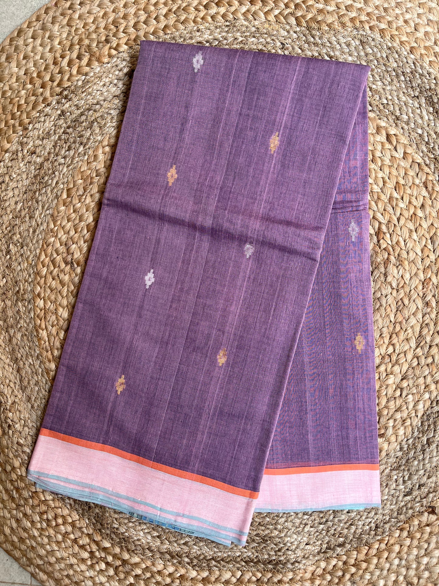 Ponduru Khaddar -  Dusty Mauve with Lavendar Undertone With Zari