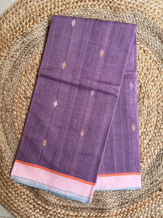 Ponduru Khaddar -  Dusty Mauve with Lavendar Undertone With Zari
