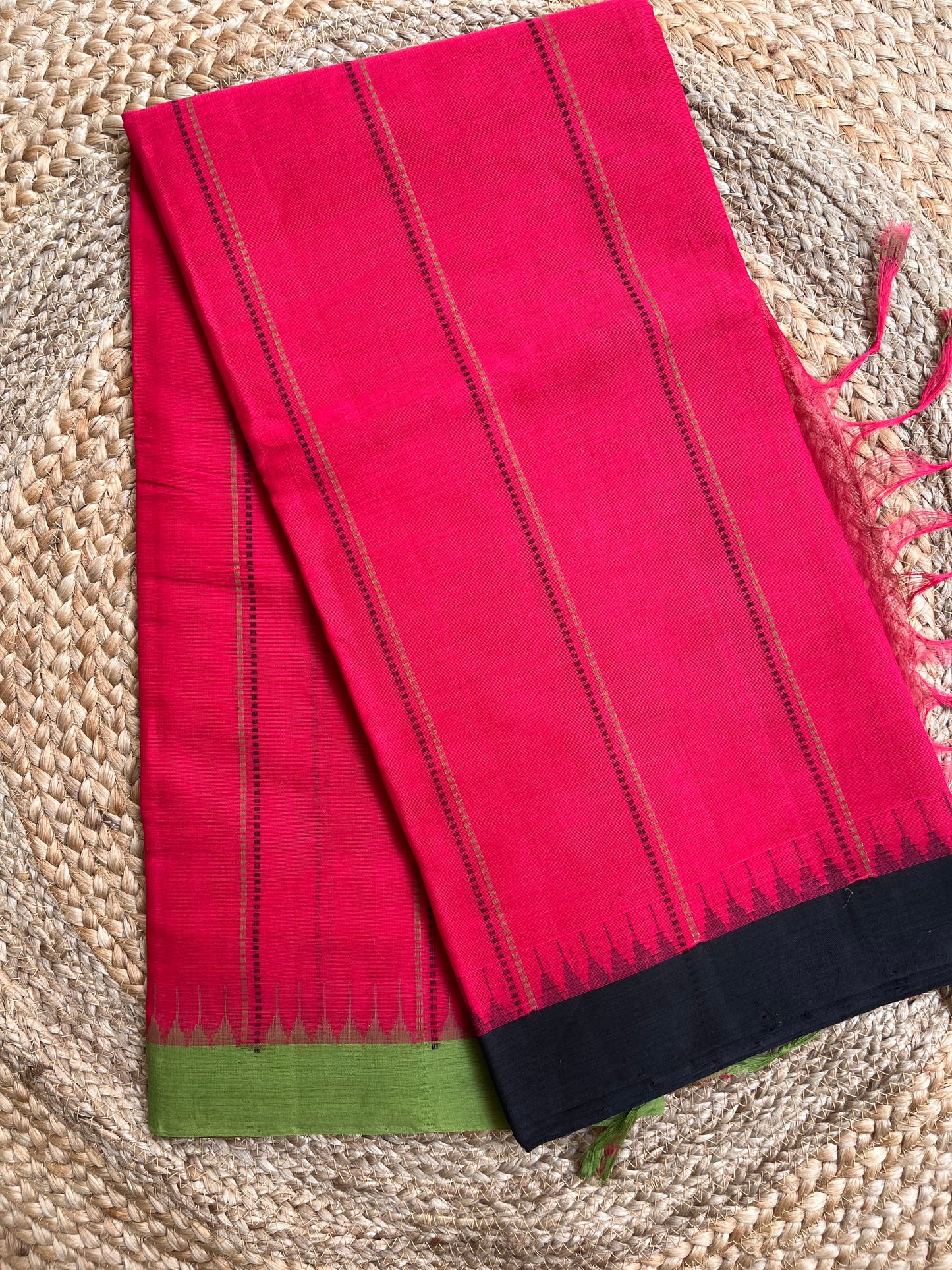 Ponduru Khaddar -  Maroon with Stripes