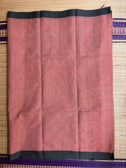 Ponduru Khaddar -  Peach with Charcoal Grey Border