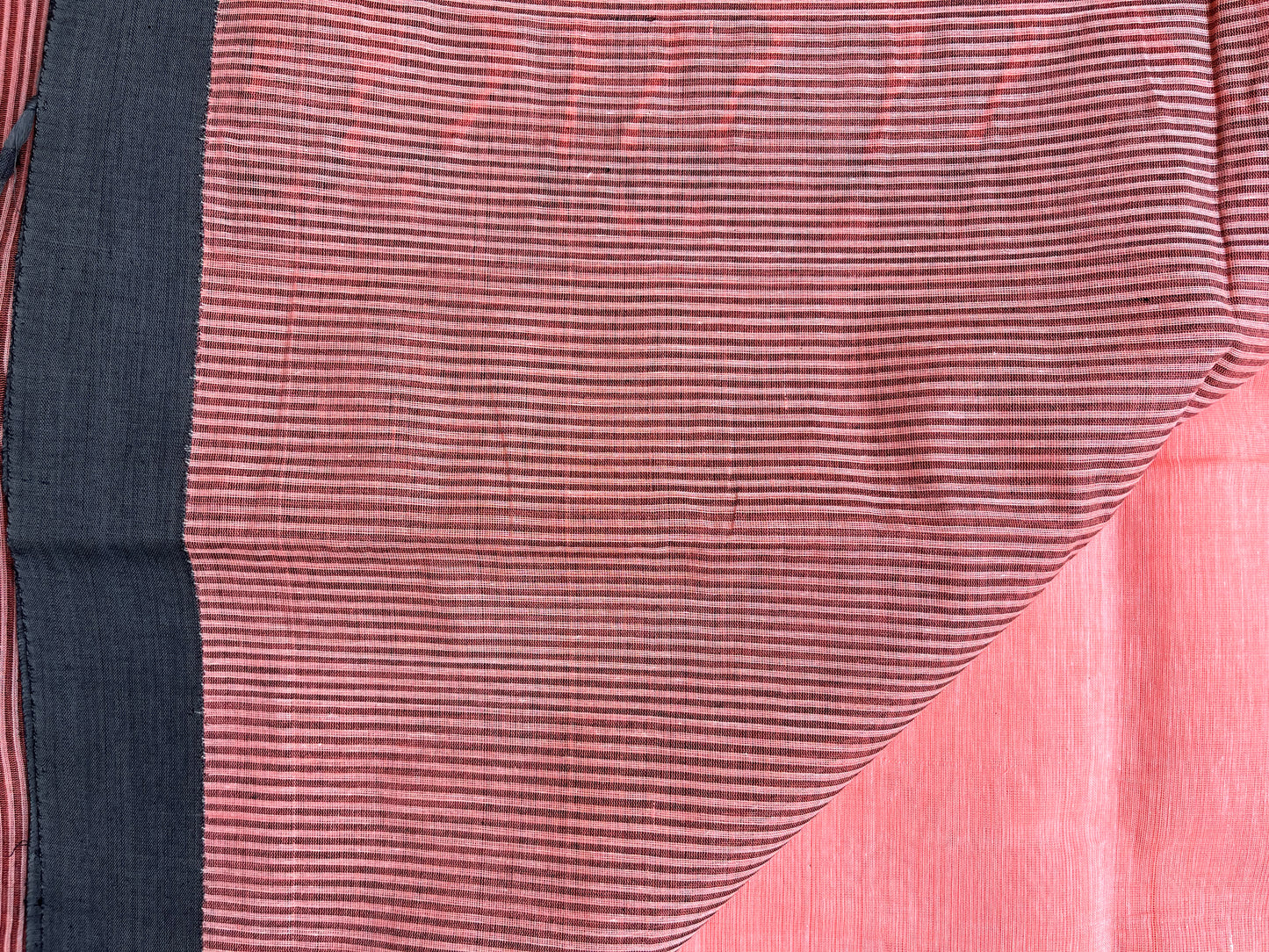 Ponduru Khaddar -  Peach with Charcoal Grey Border