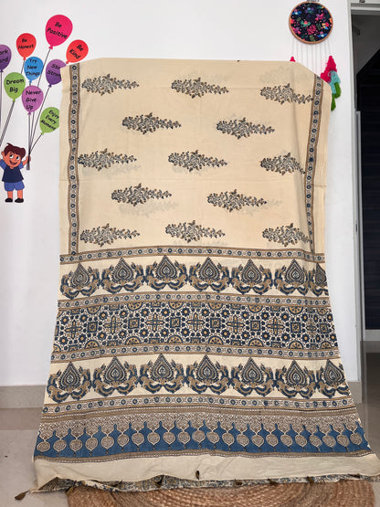 Ajrakh Cotton - Cream