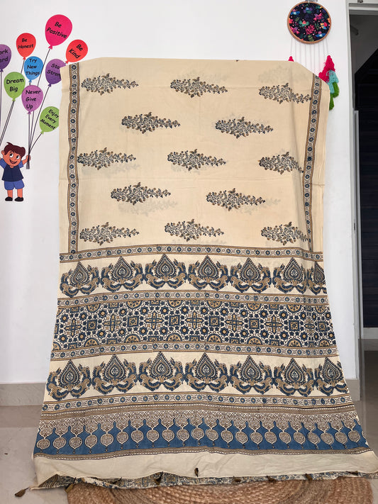 Ajrakh Cotton - Cream
