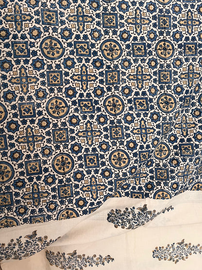 Ajrakh Cotton - Cream