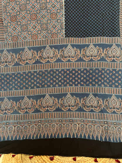 Ajrakh Cotton - Blue - Half Checks