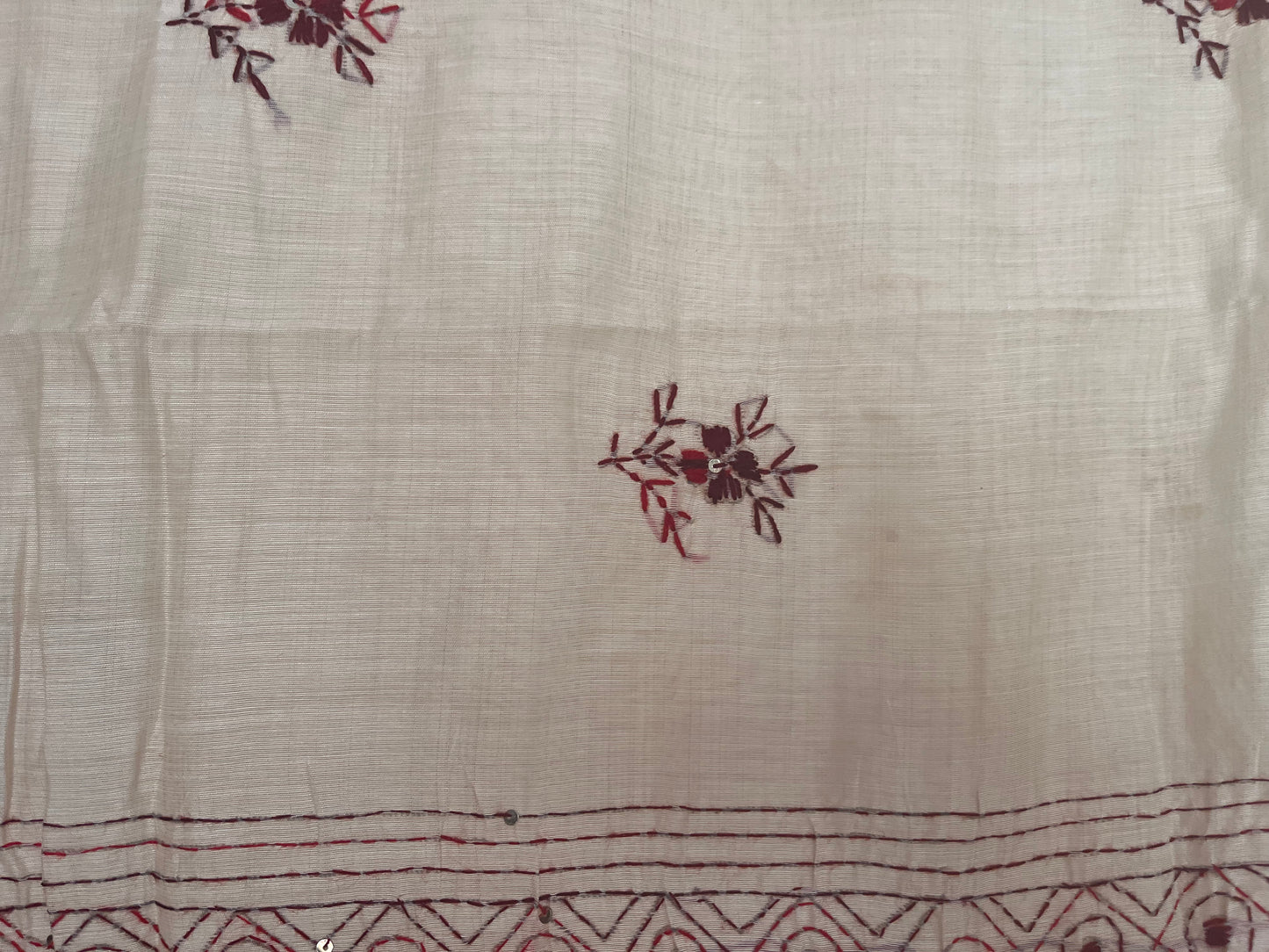 Bullion Saree - Cream with Maroon