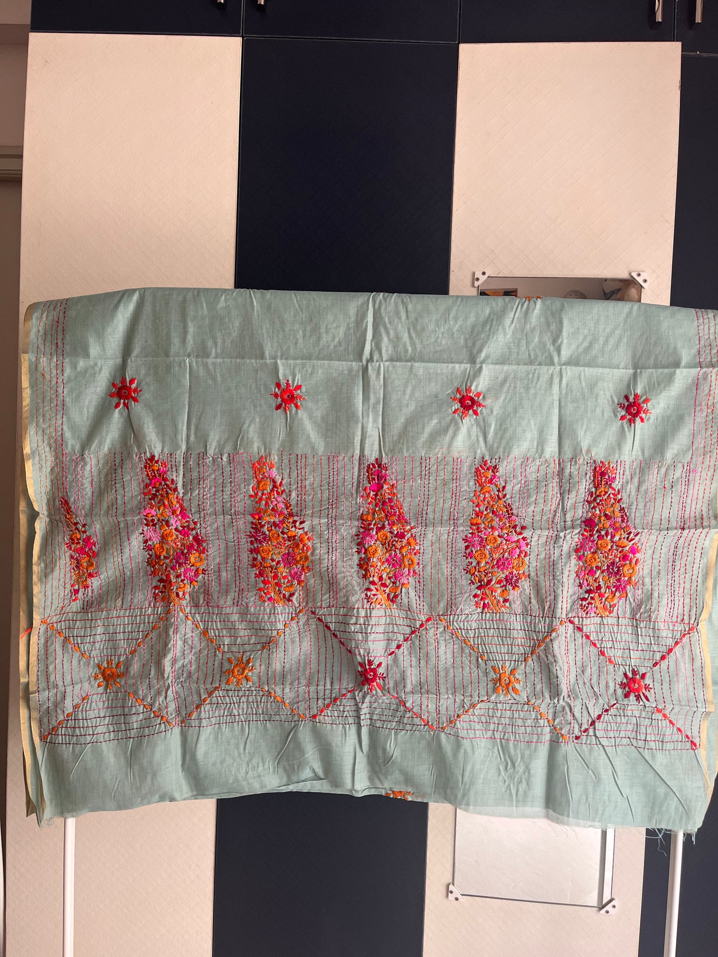 Bullion Saree - Sea Green