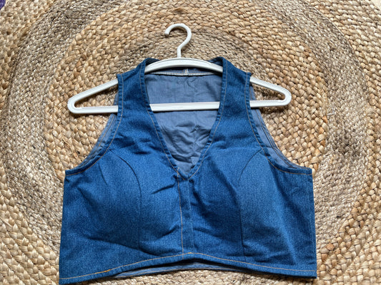 Denim Blouse - V neck
