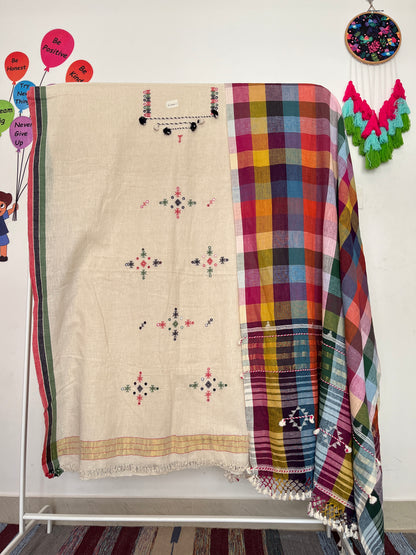 Bhujodi Kala Cotton Suits - Cream