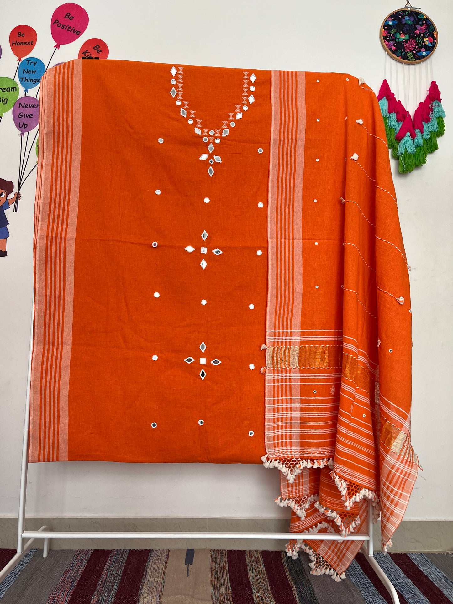 Bhujodi Kala Cotton Suits - Orange
