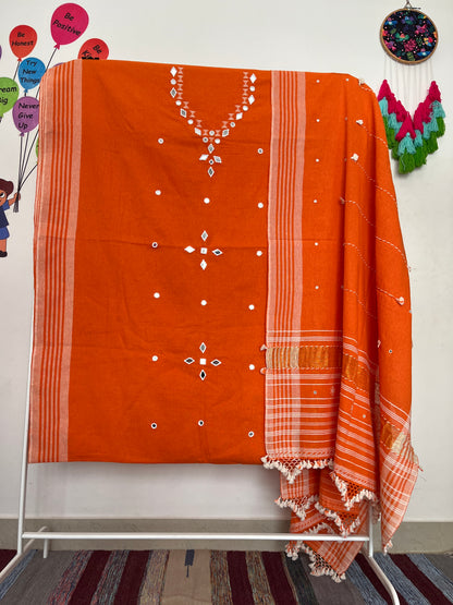 Bhujodi Kala Cotton Suits - Orange