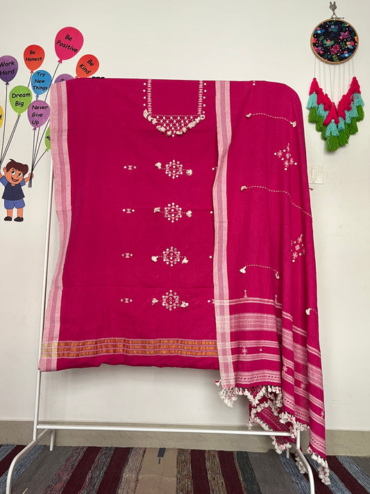 Bhujodi Kala Cotton Suits - Pink