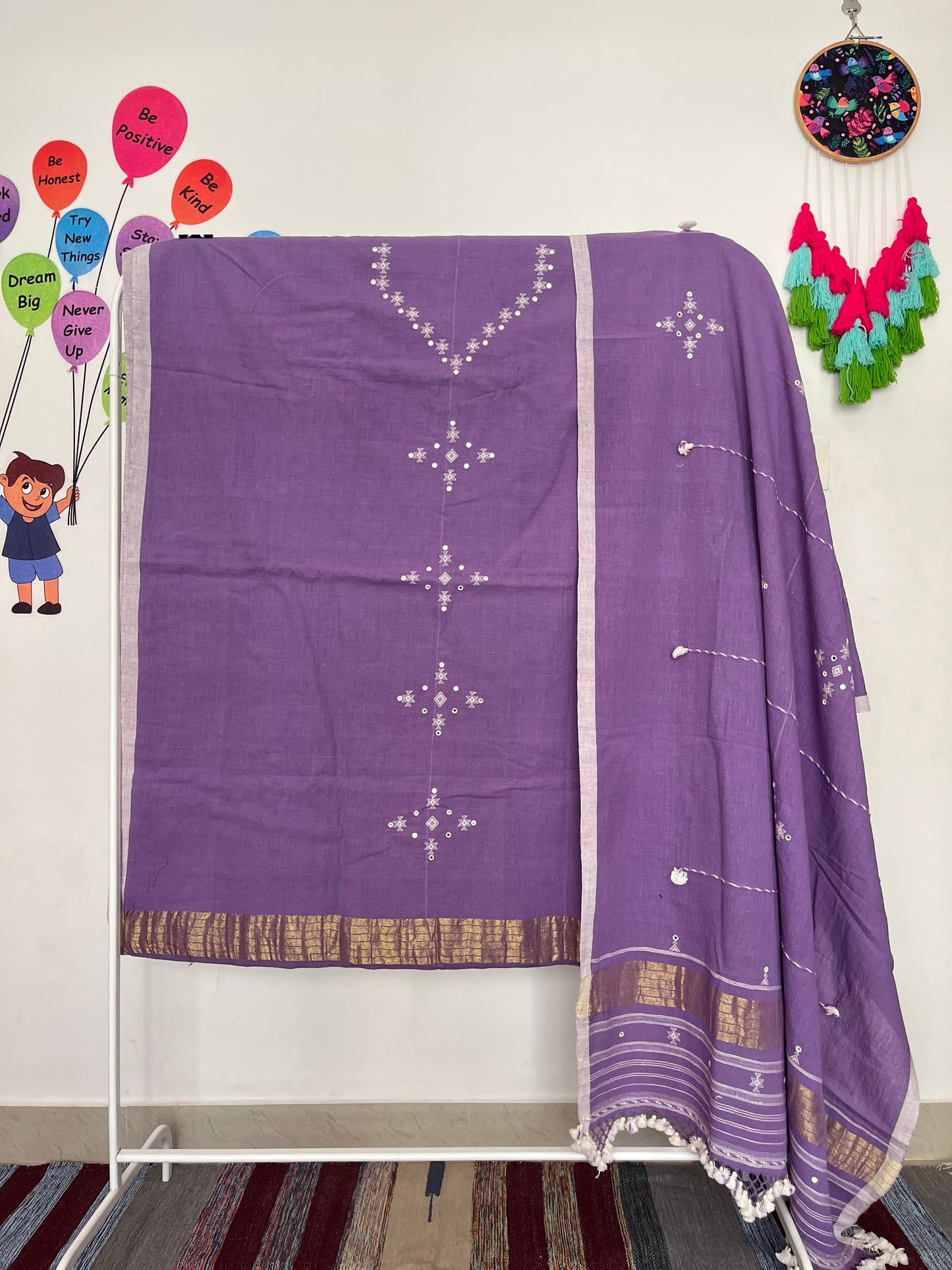Bhujodi Kala Cotton Suits - Purple