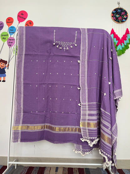 Bhujodi Kala Cotton Suits - Purple - 2