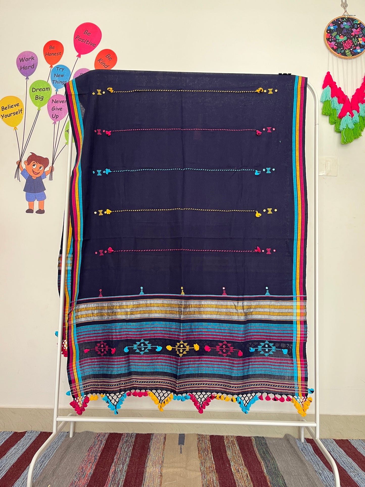 Bhujodi Kala Cotton Suits - Navy Blue