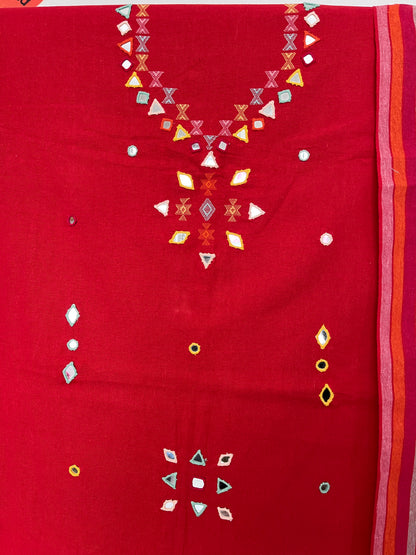 Bhujodi Kala Cotton Suits - Red
