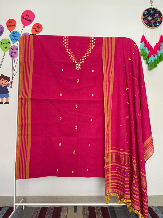 Bhujodi Kala Cotton Suits - Pink 2
