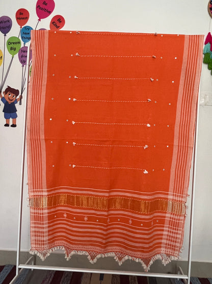 Bhujodi Kala Cotton Suits - Orange