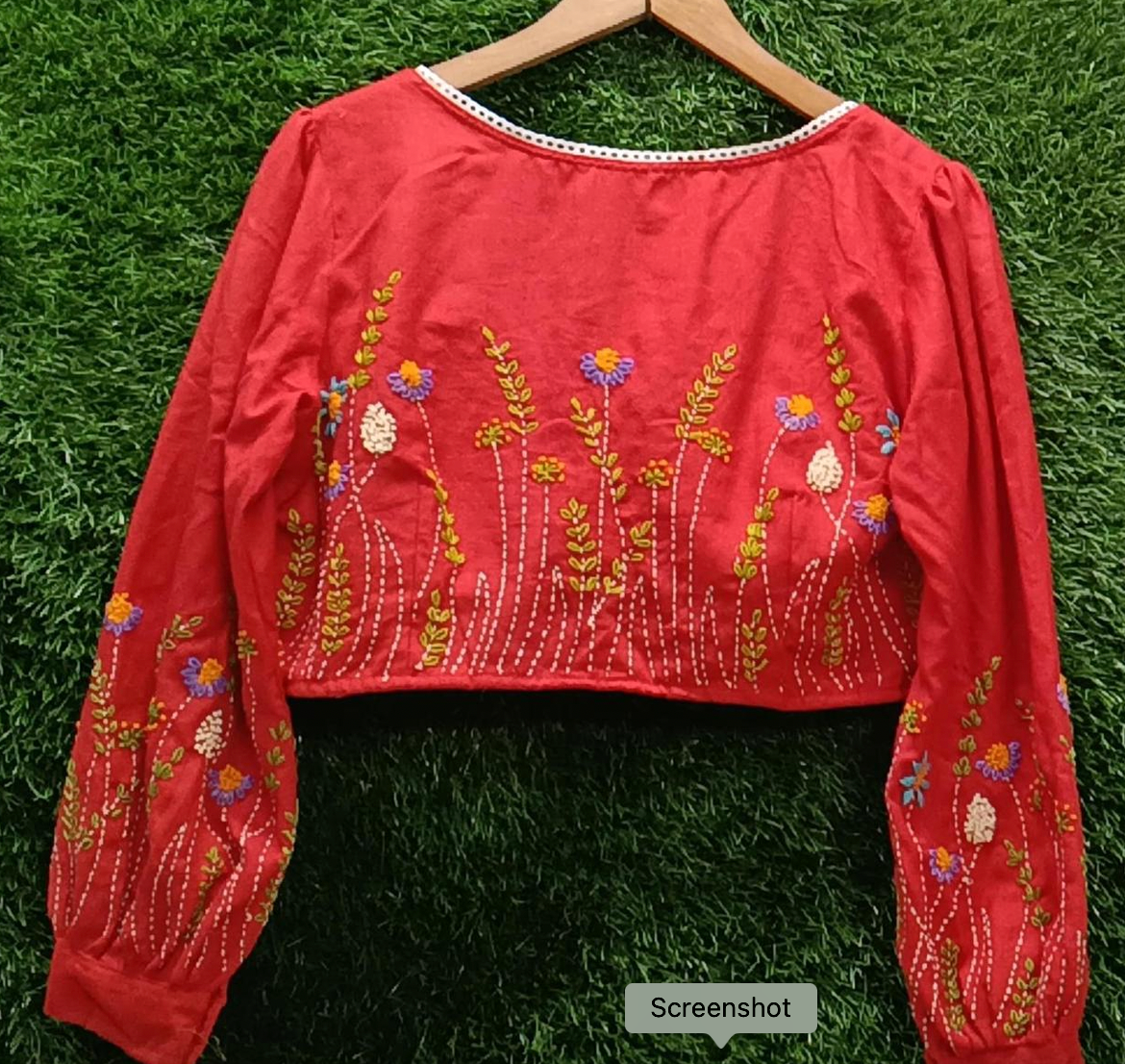 Hand-Embroidered Cotton Blouse - French Knots