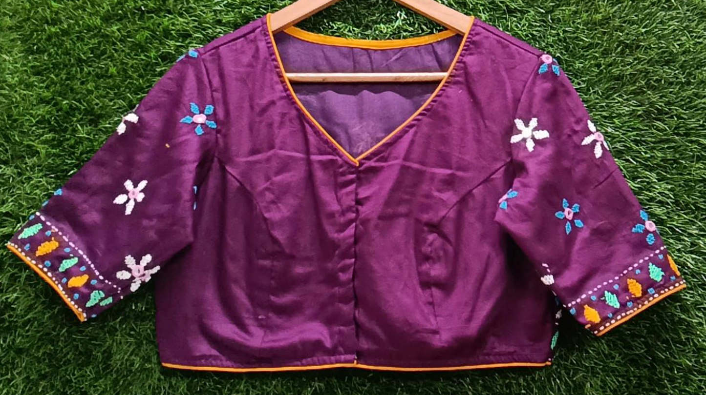 Kutch-Inspired Hand-Embroidered Cotton Blouse