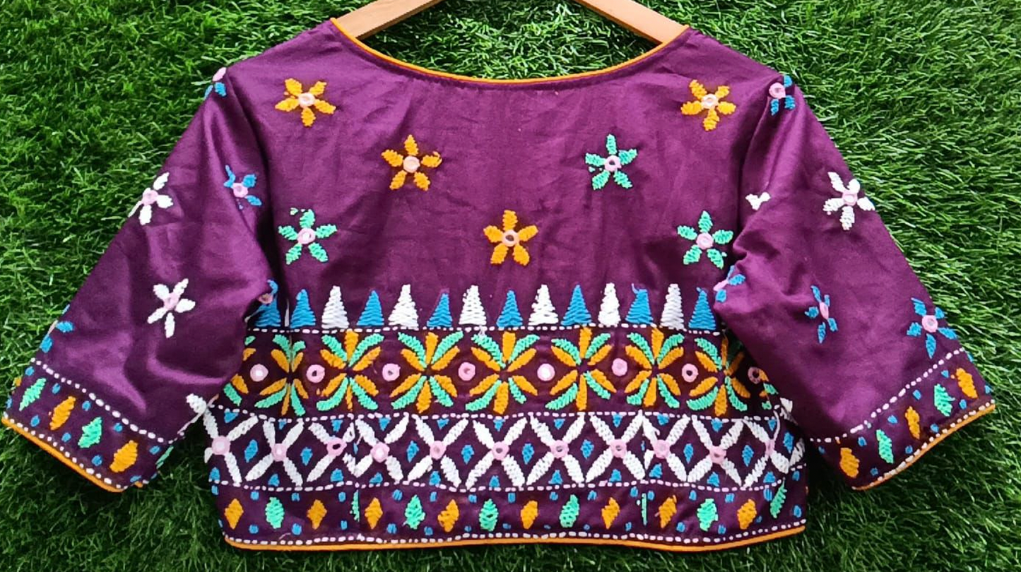 Kutch-Inspired Hand-Embroidered Cotton Blouse