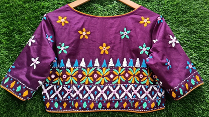 Kutch-Inspired Hand-Embroidered Cotton Blouse