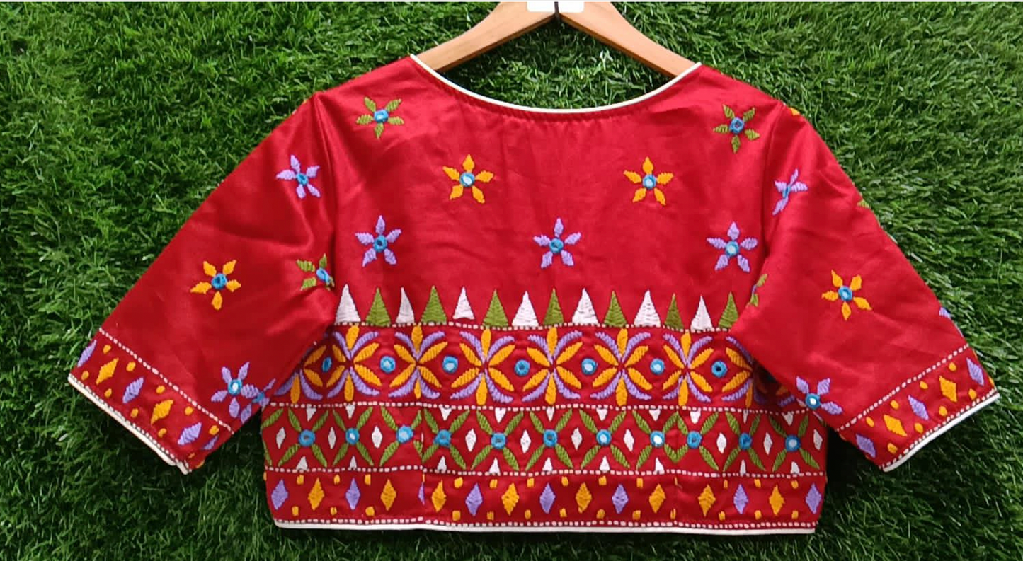 Kutch-Inspired Hand-Embroidered Cotton Blouse
