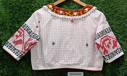 Jamdani Cotton Blouse - Collar embroidery