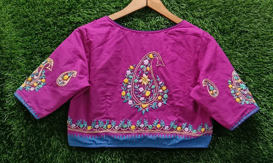 Paisley Hand-Embroidered Cotton Blouse