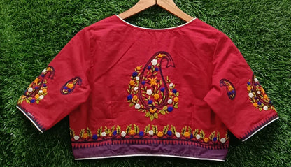 Paisley Hand-Embroidered Cotton Blouse