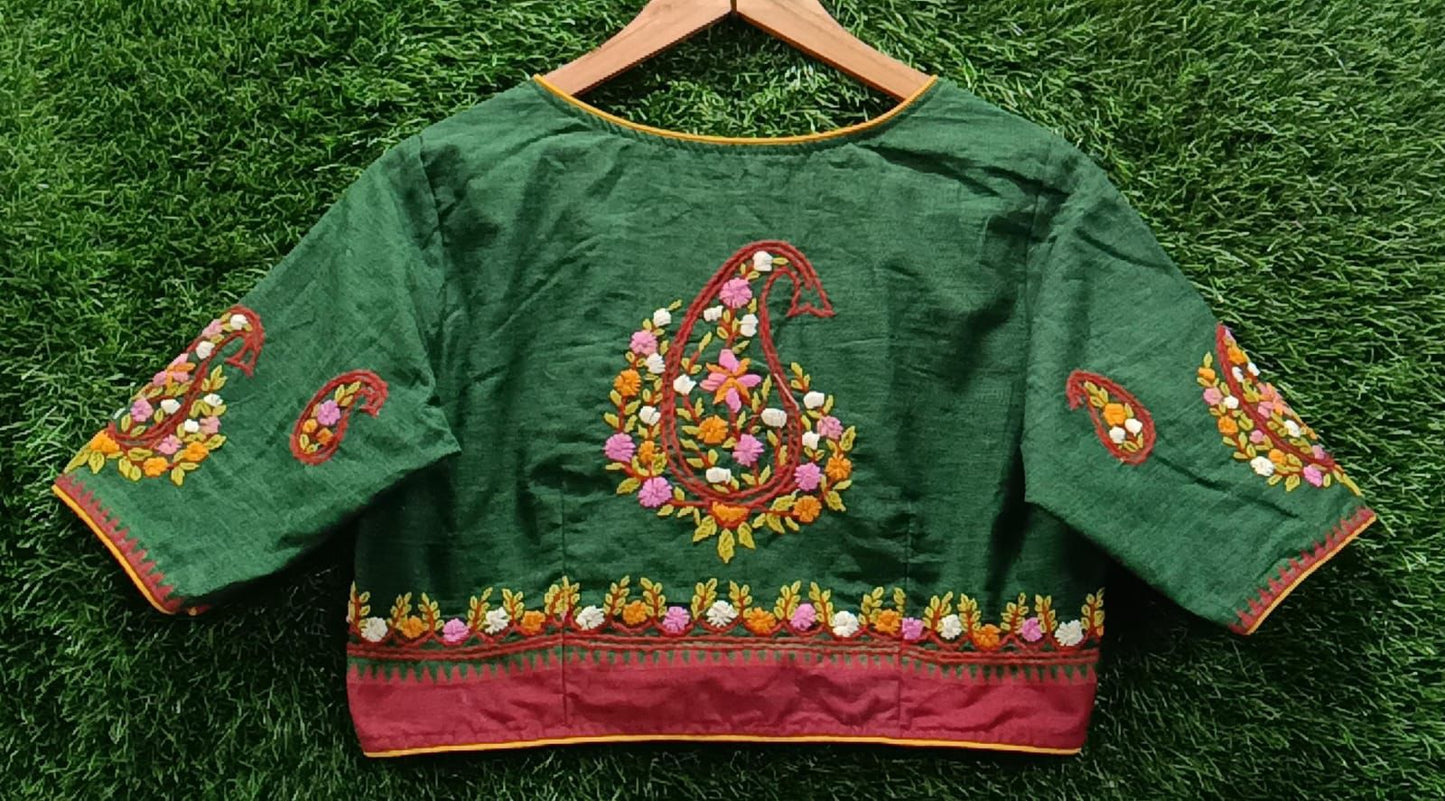 Paisley Hand-Embroidered Cotton Blouse
