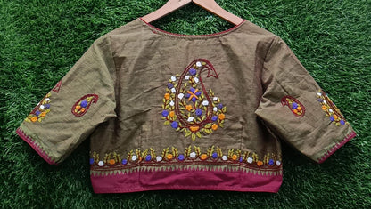 Paisley Hand-Embroidered Cotton Blouse